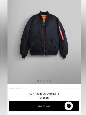 Alpha Industries Black Bomber Jacket with Orange Lining